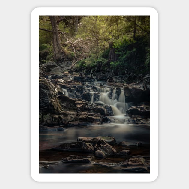 'Highland Waterfall', Allt Camghouran, Loch Rannoch Sticker by mucklepawprint